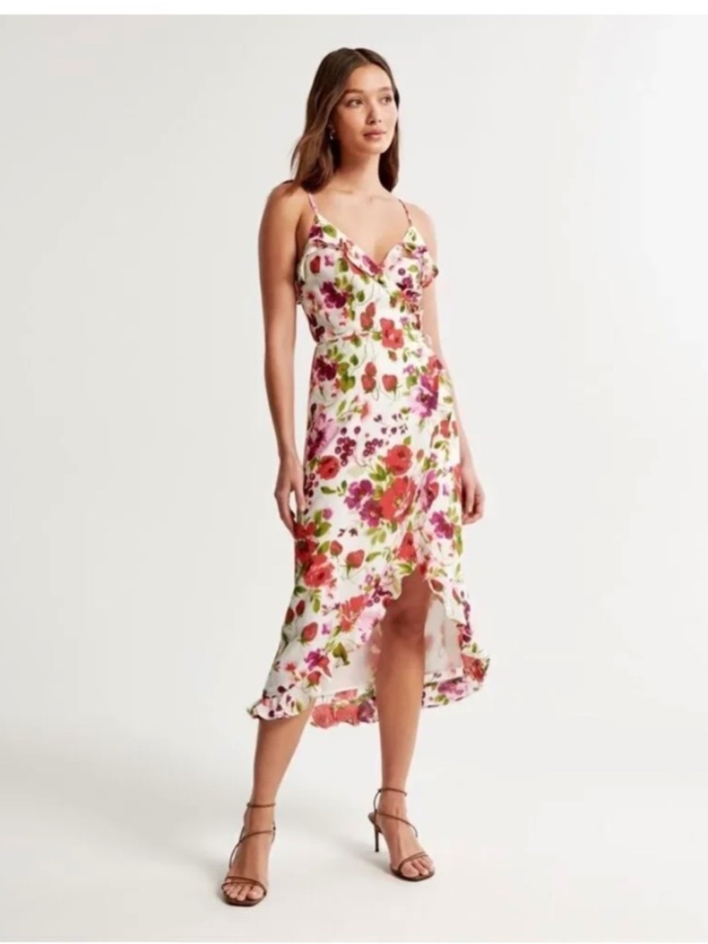 🍓 🌹 NWT Abercrombie & Fitch floral fruit summer wrap dress